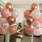 HILAVO Dusty Pink Balloon Set – 60Pcs 12 Inch Latex Balloons with Rose Gold Confetti