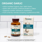 Himalaya Organic Garlic 1,400 mg | Lipid Metabolism & Immune Support | 60 Caplets (1 Month Supply, 2 Pack)