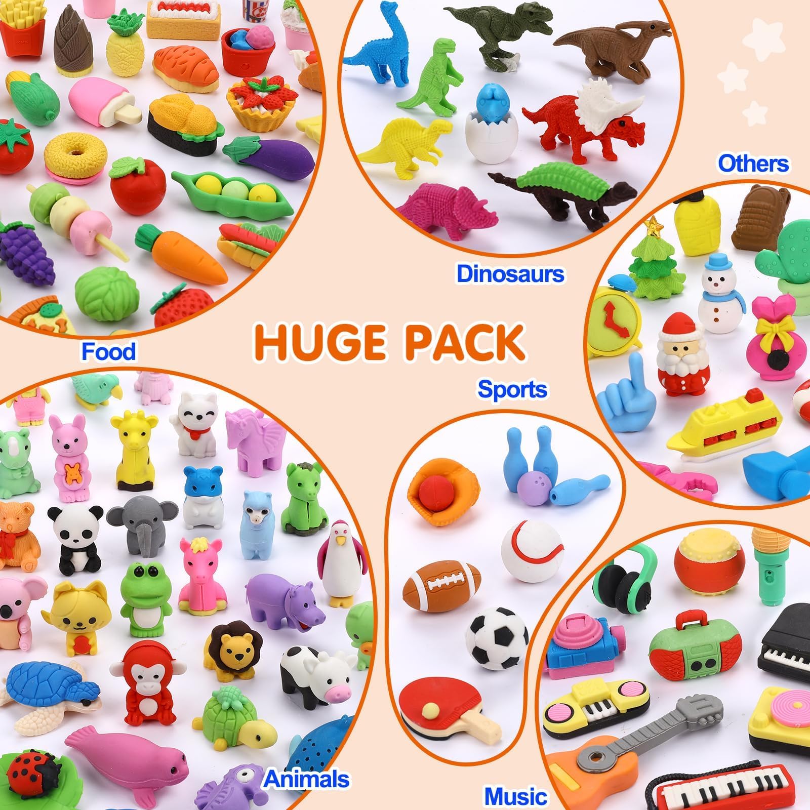 Hinzer 150-Pack Animal Erasers – 3D Puzzle Erasers for Kids, Classroom Rewards & Party Favors