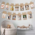 HiParty 1st Birthday Photo Banner for Baby — Milestone Garland from Newborn to 12 Months (Kraft)
