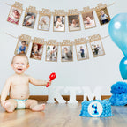 HiParty 1st Birthday Photo Banner for Baby — Milestone Garland from Newborn to 12 Months (Kraft)