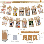 HiParty 1st Birthday Photo Banner Kit: Milestone Frames (Newborn–12 Months) + ONE Banner