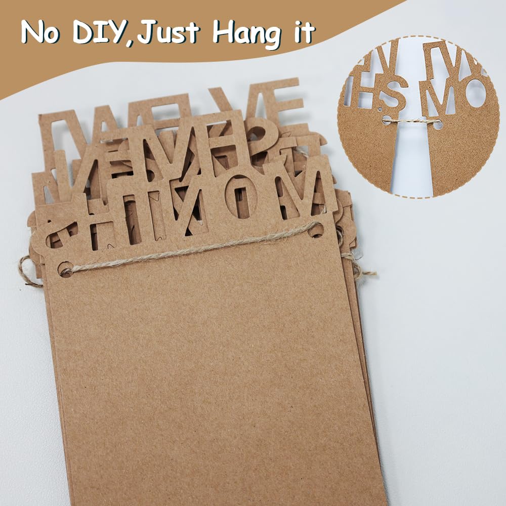 HiParty 1st Birthday Photo Banner for Baby — Milestone Garland from Newborn to 12 Months (Kraft)