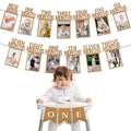 HiParty 1st Birthday Photo Banner Kit: Milestone Frames (Newborn–12 Months) + ONE Banner