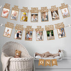 HiParty 1st Birthday Photo Banner Kit: Milestone Frames (Newborn–12 Months) + ONE Banner