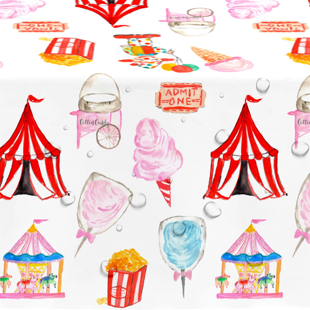 HIPVVILD Circus Carnival Theme Tablecloths – 4 Pack, 54 x 108 in