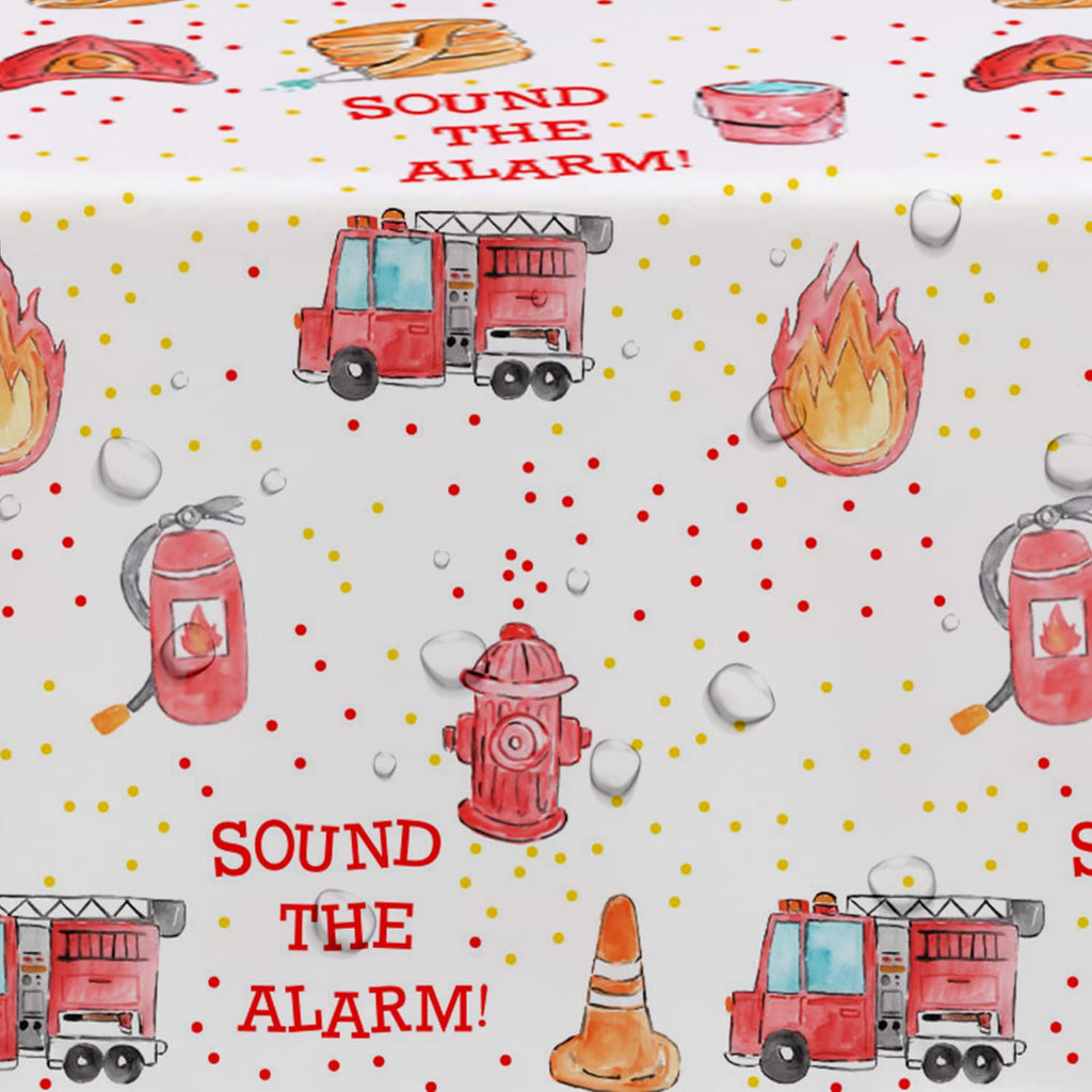 HIPVVILD Fire Truck Birthday Tablecloths – 2-Pack, 54x108 in, Disposable Firefighter Table Covers