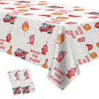 HIPVVILD Fire Truck Birthday Tablecloths – 2-Pack, 54x108 in, Disposable Firefighter Table Covers