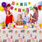 HIPVVILD Fire Truck Birthday Tablecloths – 2-Pack, 54x108 in, Disposable Firefighter Table Covers
