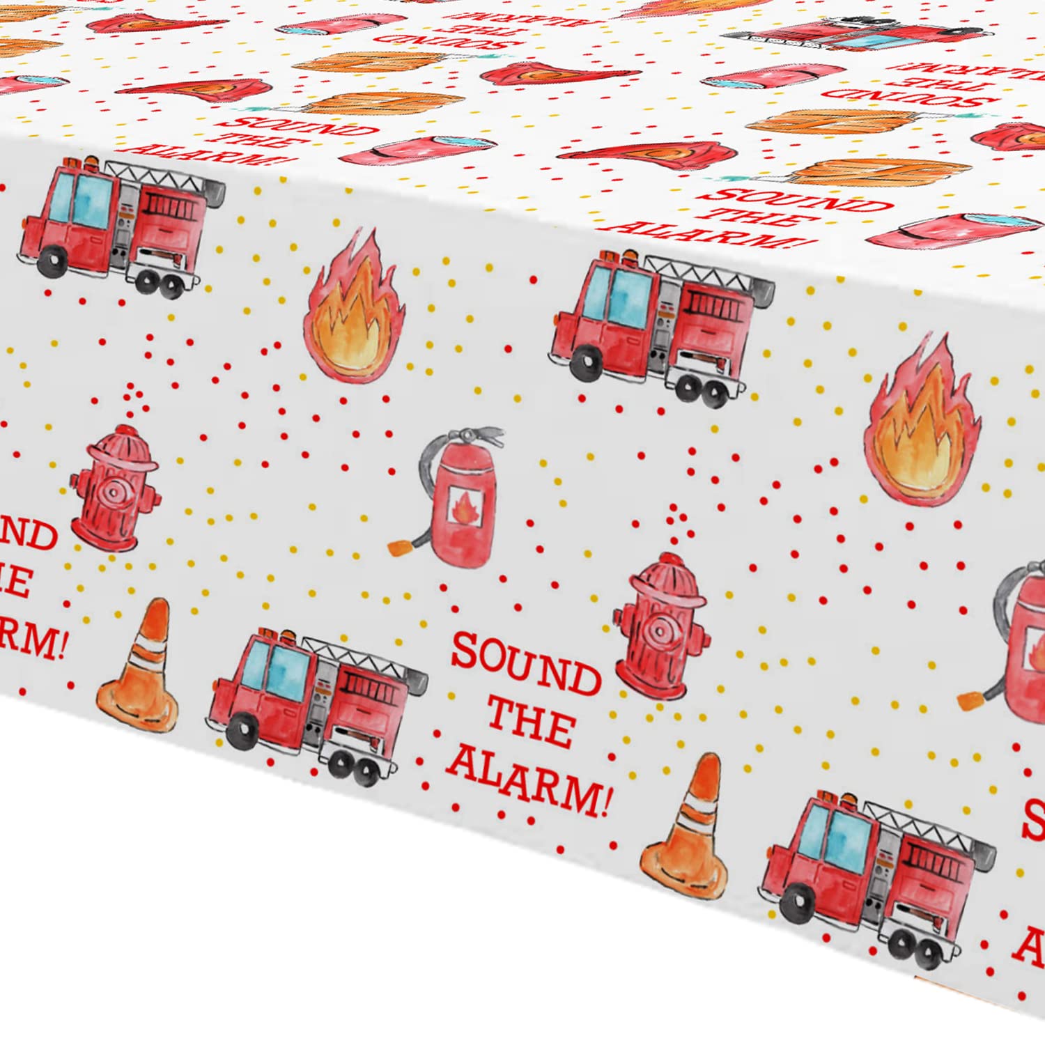 HIPVVILD Fire Truck Birthday Tablecloths – 2-Pack, 54x108 in, Disposable Firefighter Table Covers