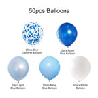 Hiquaty Royal Blue Confetti Latex Balloons, 50pcs – 12 inch Light Blue, Baby Blue & White Party Decor