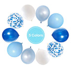 Hiquaty Royal Blue Confetti Latex Balloons, 50pcs – 12 inch Light Blue, Baby Blue & White Party Decor
