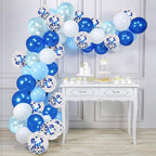 Hiquaty Royal Blue Confetti Latex Balloons, 50pcs – 12 inch Light Blue, Baby Blue & White Party Decor