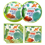 HJFZLY Watercolor Dinosaur Birthday Party Supplies – 20 Plates & 20 Napkins for Dinosaur Theme Parties