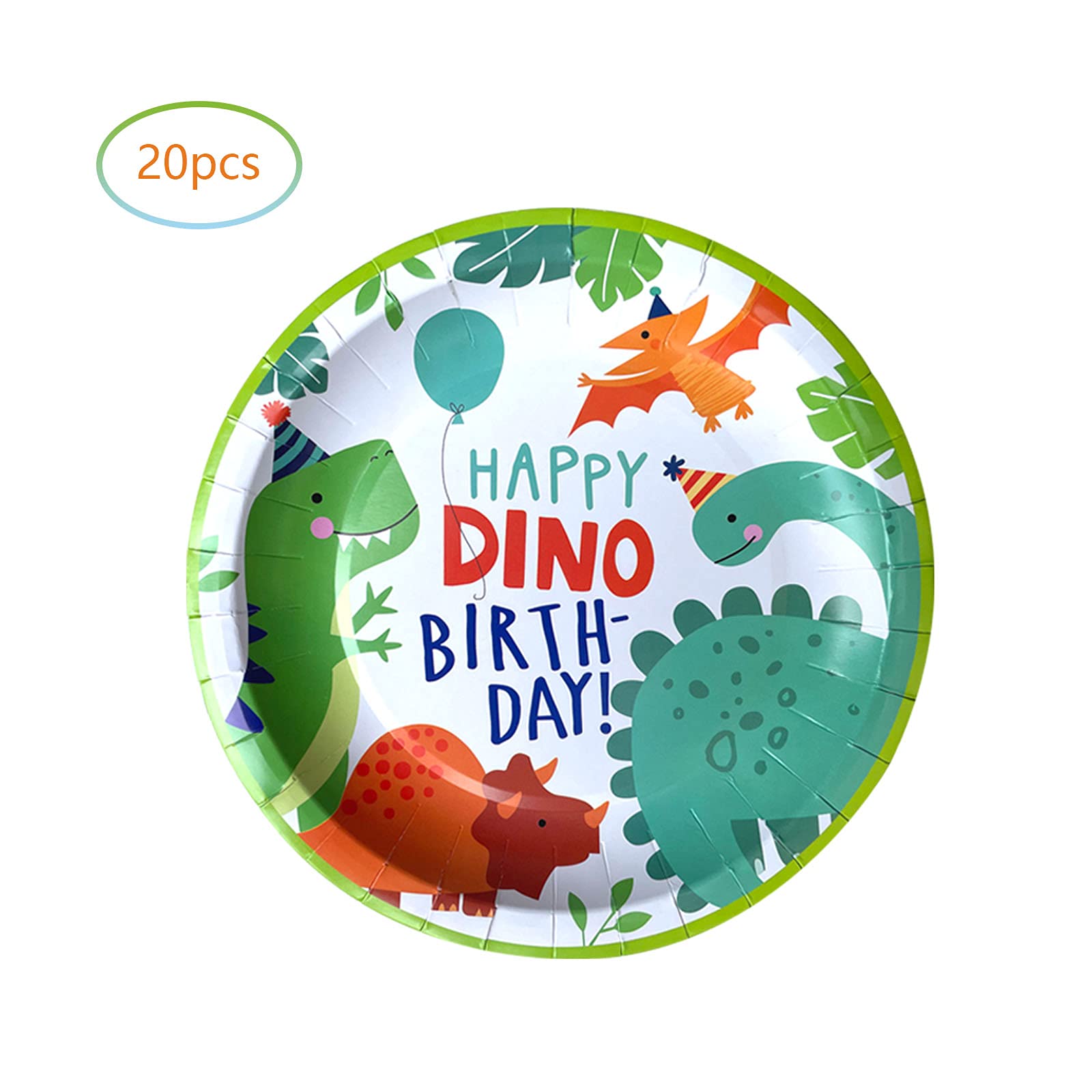 HJFZLY Watercolor Dinosaur Birthday Party Supplies – 20 Plates & 20 Napkins for Dinosaur Theme Parties