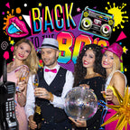 HJINGY 80s Party Decorations Kit – Inflatable Boombox, Mobile Phone & Back to the 80s Backdrop