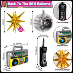 HJINGY 80s Party Decorations Kit – Inflatable Boombox, Mobile Phone & Back to the 80s Backdrop