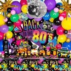 HJINGY 80s Party Decorations Kit – Inflatable Boombox, Mobile Phone & Back to the 80s Backdrop