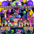 HJINGY 90s Party Decorations Bundle – Inflatable Microphone, Guitar, Backdrop, Banner & Tableware