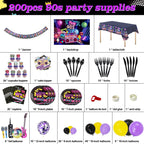 HJINGY 90s Party Decorations Bundle – Inflatable Microphone, Guitar, Backdrop, Banner & Tableware