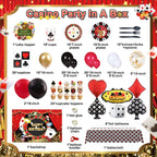 HJINGY 198 PCS Casino Theme Party Decorations – Las Vegas Birthday Balloons, Backdrop, and Tableware