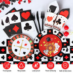 HJINGY 198 PCS Casino Theme Party Decorations – Las Vegas Birthday Balloons, Backdrop, and Tableware