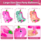 HJINGY 194-Piece Pink Dinosaur Party Decorations for Girls – Balloons, Backdrop & Tableware