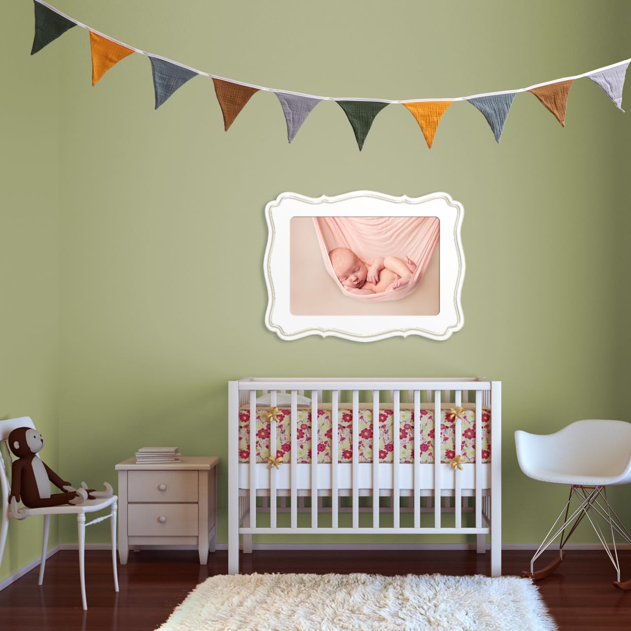 HJKlove Pennant Banner Flags - Sage Green Triangle Nursery Decor