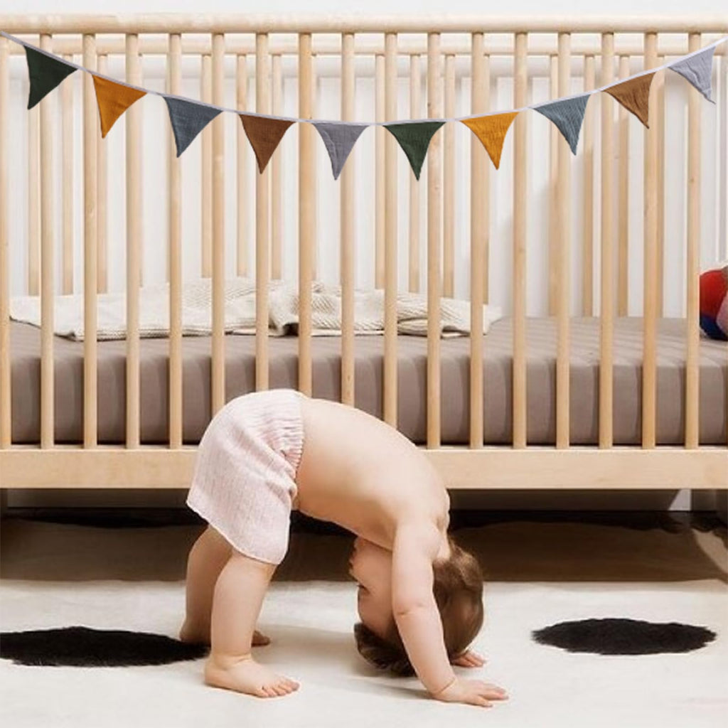 HJKlove Pennant Banner Flags - Sage Green Triangle Nursery Decor