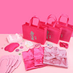 Hoemwarm Pink Spa Party Kit for Girls – 122-Piece Set with Satin Robes, Tote Bags & Nail Accessories