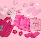Hoemwarm Pink Spa Party Kit for Girls – 122-Piece Set with Satin Robes, Tote Bags & Nail Accessories