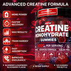 Hofnie Creatine Monohydrate Gummies 5000 mg – Vegan, Sugar-FREE Pre-Workout – Raspberry & Blackberry, 120 Gummies
