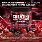 Hofnie Creatine Monohydrate Gummies 5000 mg – Vegan, Sugar-FREE Pre-Workout – Raspberry & Blackberry, 120 Gummies