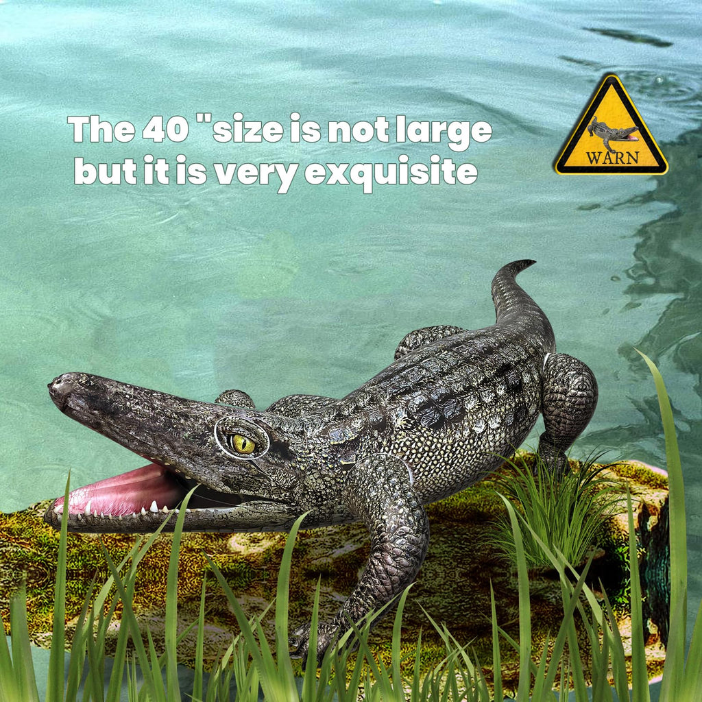 HOHQB 40-Inch Inflatable Alligator – Realistic Pool Decor & Party Toy
