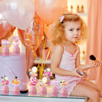 Hokinaa Little Miss Threenager 40-Piece Birthday Cupcake Toppers | Pink Makeup Theme