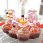 Hokinaa Little Miss Threenager 40-Piece Birthday Cupcake Toppers | Pink Makeup Theme
