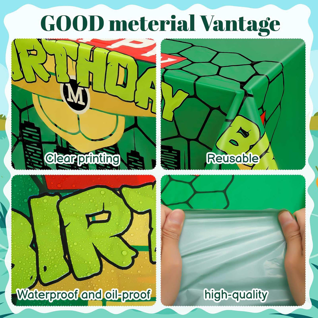 Hokoad Turtle Party Tablecloth 54x108 in – Disposable Waterproof Table Cover & Backdrop