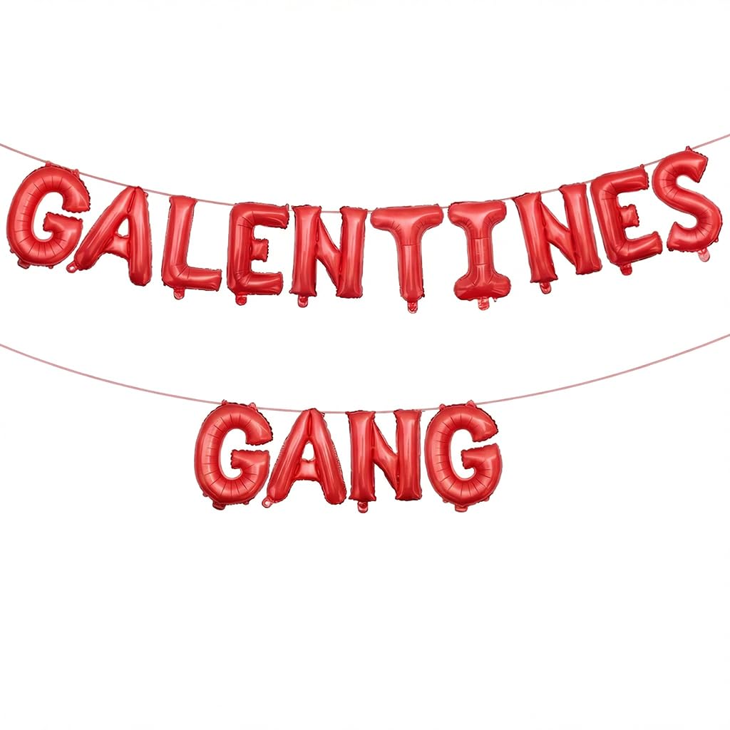 Holiwoer Happy Galentines Day Decorations – Galentines Gang Foil Banner, Red