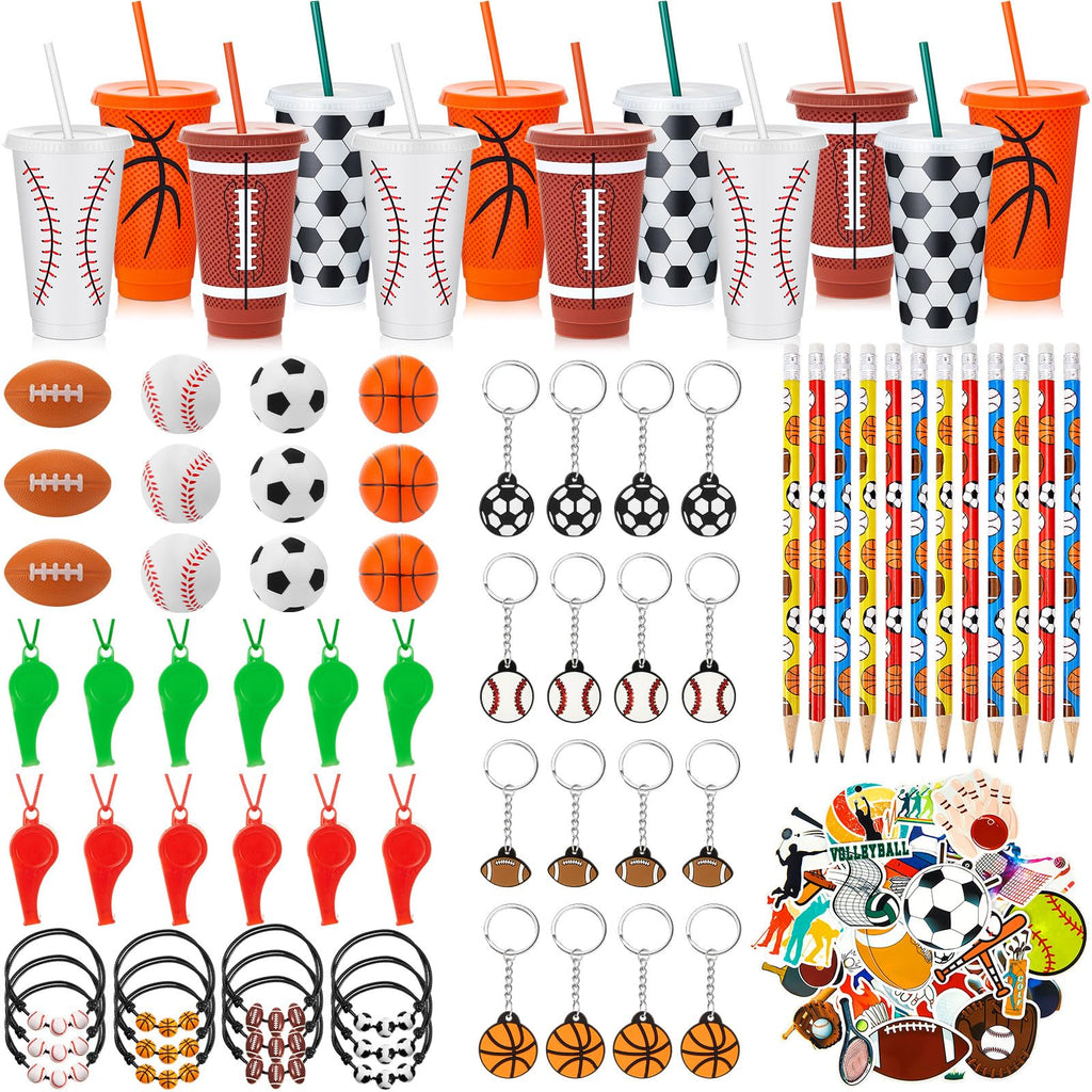 Hollowfly 12-Piece Sports Party Favors Set – Cups, Pencils, Whistles & More