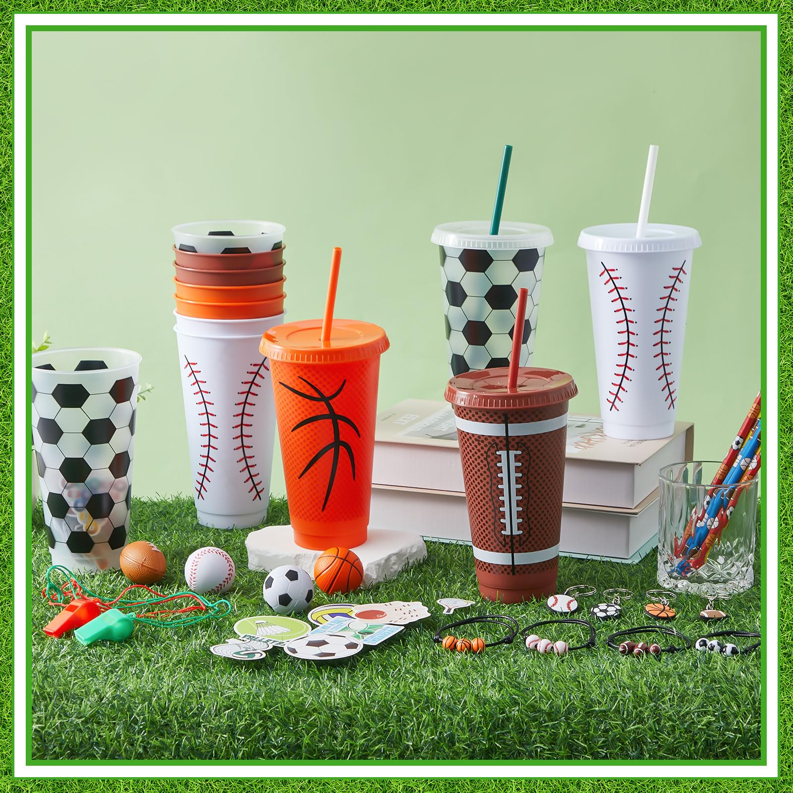 Hollowfly 24-Piece Sports Party Favors Set – Cups, Pencils, Whistles & More