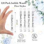 Hollowfly 120 Count Wedding Mini Bubble Wands – Heart-Shaped Party Favors for Send-Offs