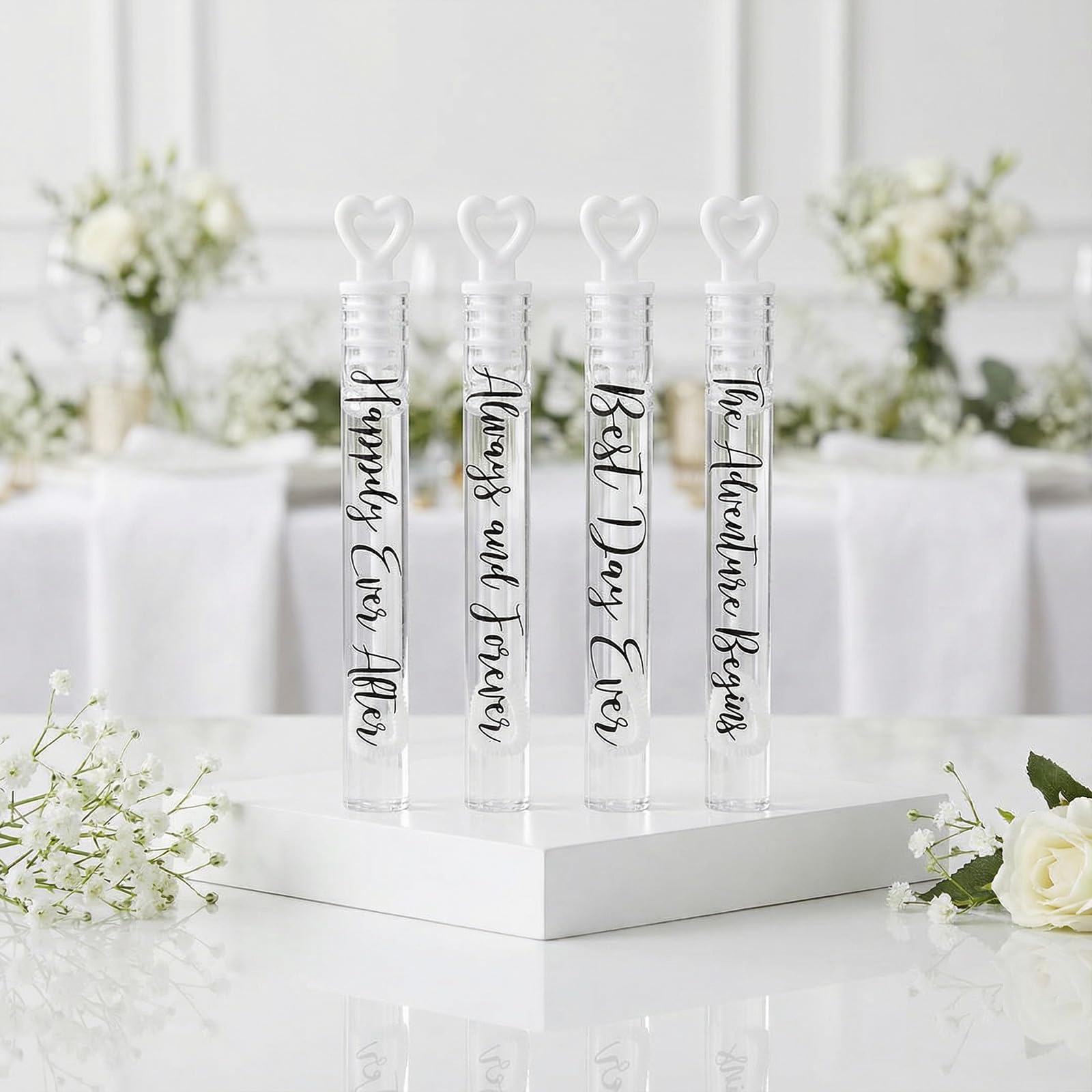 Hollowfly 120 Count Wedding Mini Bubble Wands – Heart-Shaped Party Favors for Send-Offs