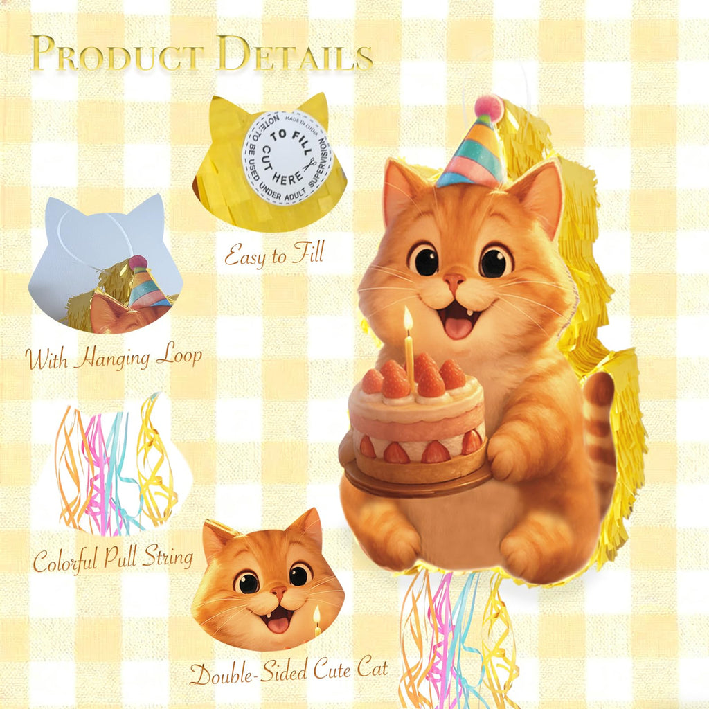 Homie Finds Cute Cat Piñata — Unicorn Cat Pull String Pinata for Kitten Birthday Parties