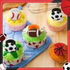 Honeydak 48 Pcs Sports Cupcake Toppers – Basketball, Football, Soccer, Softball Party Decor