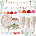 Honeydak 132 Pcs Fairy Party Supplies – Ballet Fairies, Mushrooms & Floral Decor Bundle