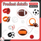 Honeydak 48 Pcs Sports Cupcake Toppers – Basketball, Football, Soccer, Softball Party Decor