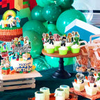 HonFHena 25 Pcs Pixel Styled Gamer Cake Decorations – Birthday Topper & Cupcake Toppers