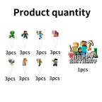 HonFHena 25 Pcs Pixel Styled Gamer Cake Decorations – Birthday Topper & Cupcake Toppers