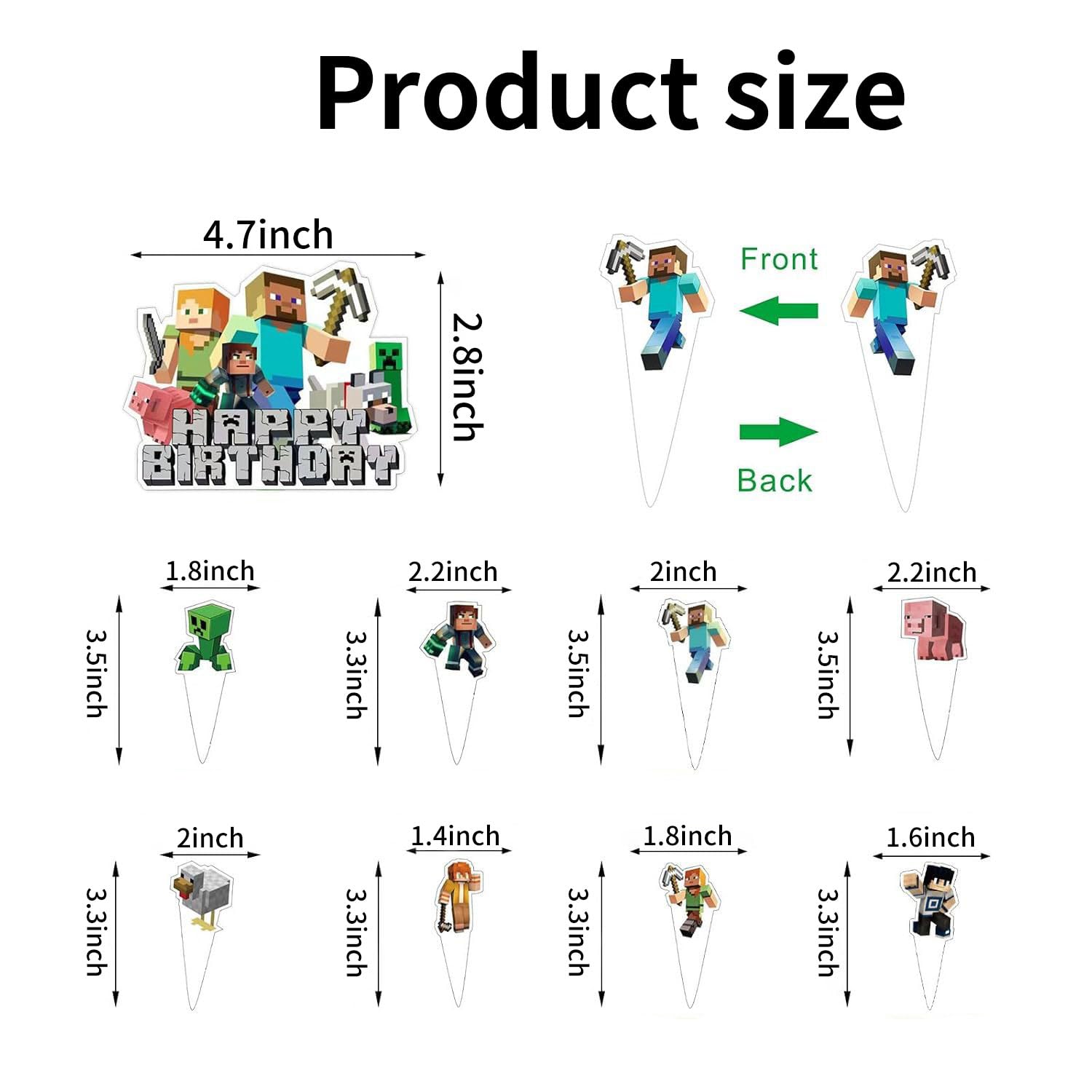 HonFHena 25 Pcs Pixel Styled Gamer Cake Decorations – Birthday Topper & Cupcake Toppers