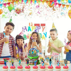 HonFHena 30 Pcs Pixel Styled Gamer Cake Decorations – Happy Birthday Topper & Cupcake Toppers